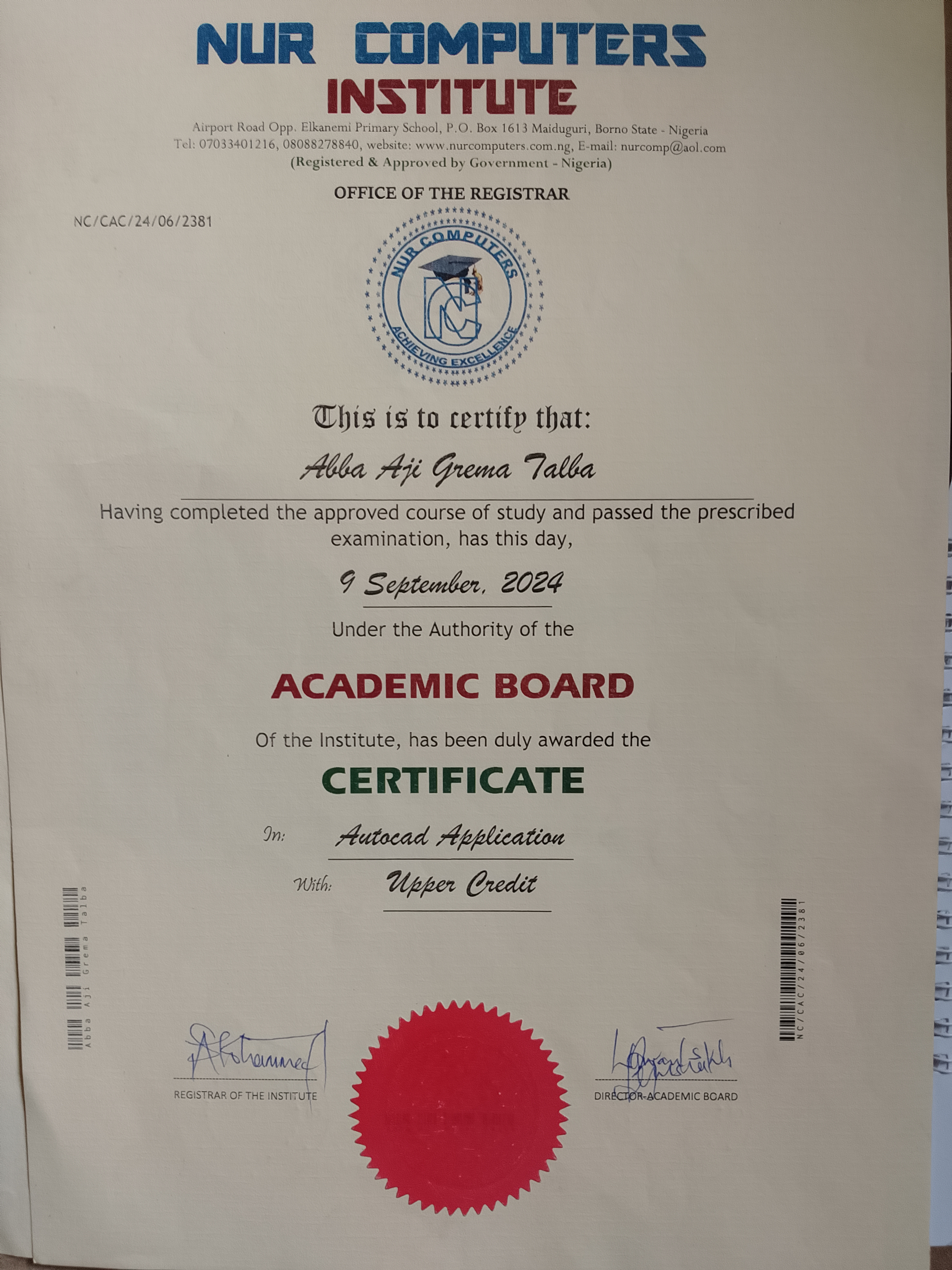 AutoCAD Certificate